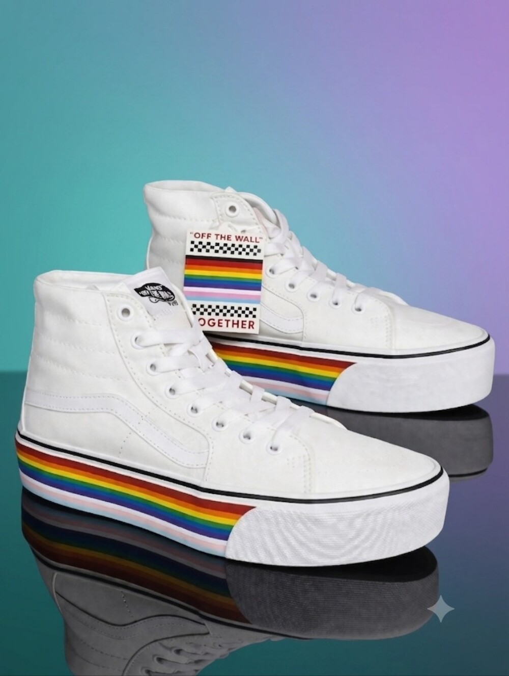 Vans Sk8 Hi Tapered Pride Rainbow Platform White Men’s 8.5 Women’s 10